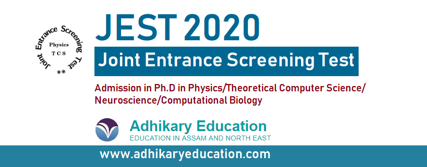 JEST 2020 exam for Phd Admission - Adhikary Education